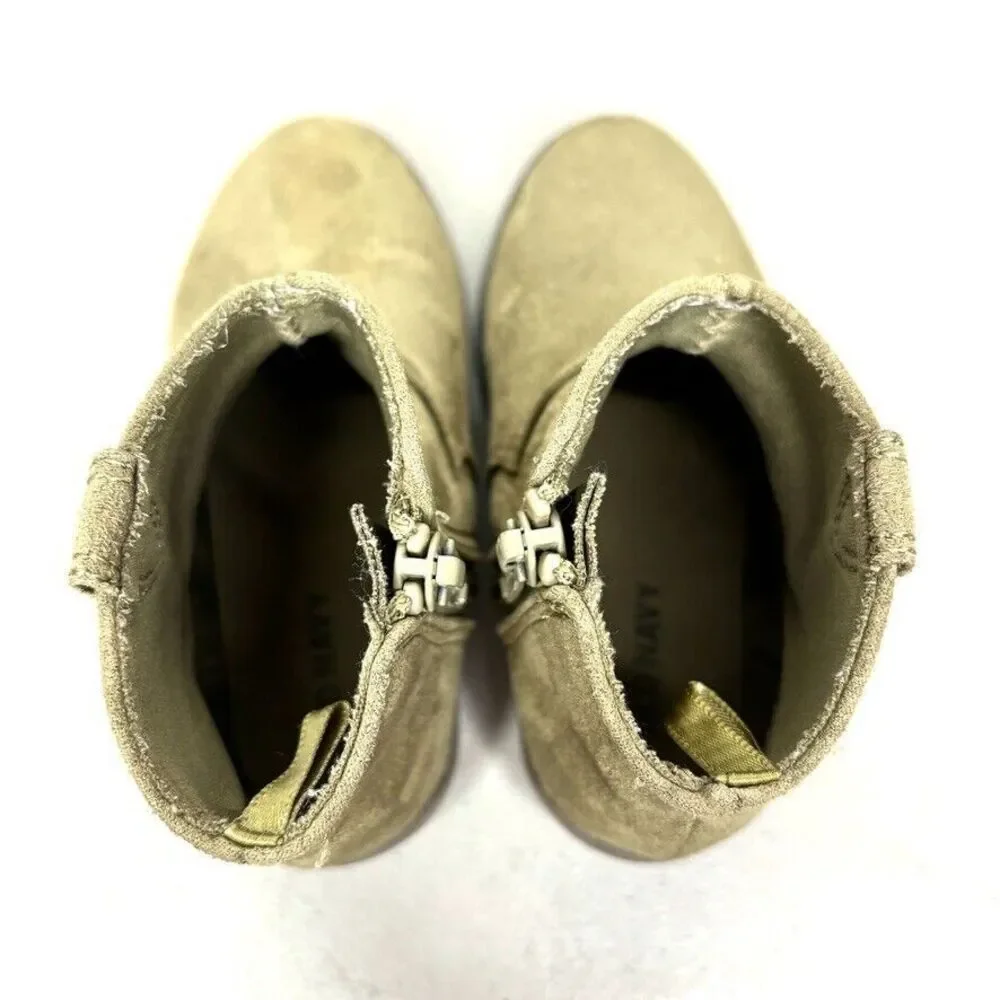 Old Navy Olive Faux‎ Suede Side Zip Western Ankle Bootie Toddler Size 7